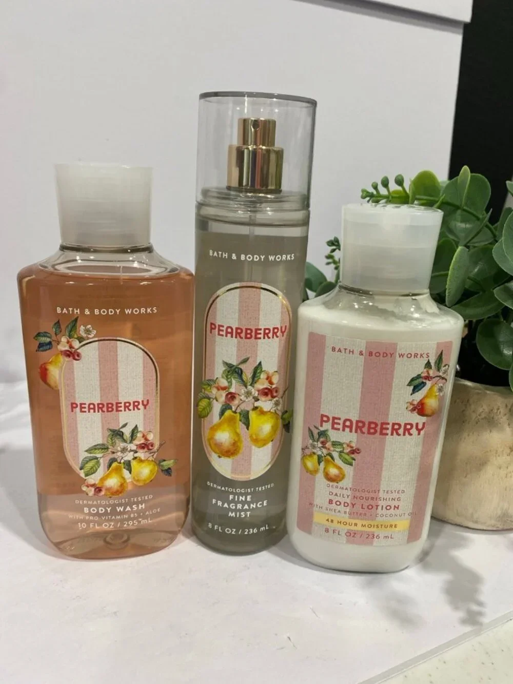 “Pearberry ” Bath & Body Works NEW 3-Pc Full Size Set